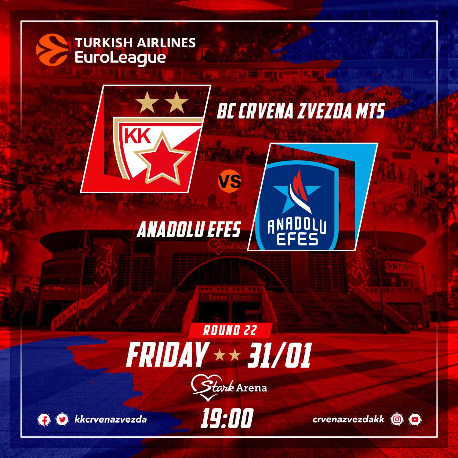 Crvena zvezda mts poražena od Anadolu EFES-a - KK Crvena zvezda